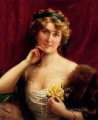 Una dama elegante con una rosa amarilla niña Emile Vernon